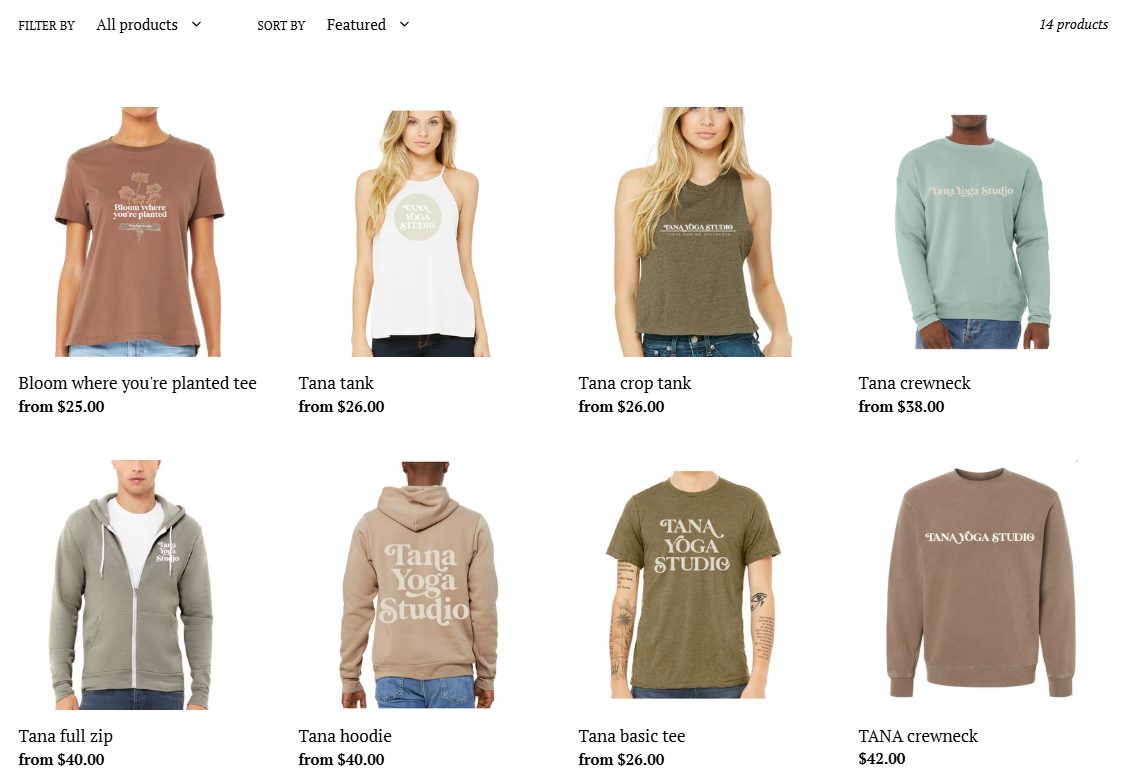 Tana Yoga Studio Product Apparel